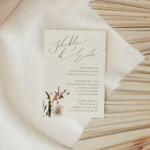 Boho Autumn Wildflower   Beige Schedule of Events Enclosure Card