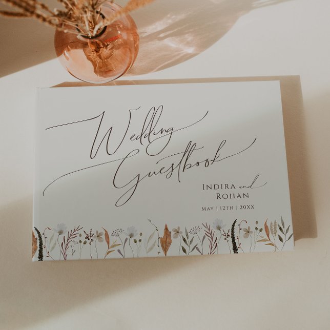 Boho Autumn Wildflower | Beige Wedding Guestbook (Creator Uploaded)