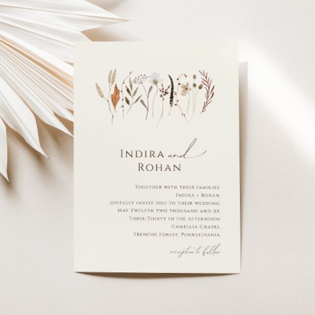 Boho Autumn Wildflower | Beige Wedding Invitation (Creator Uploaded)