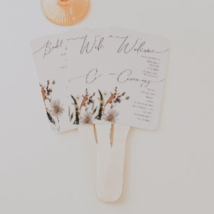 Boho Autumn Wildflower   Beige Wedding Program Hand Fan