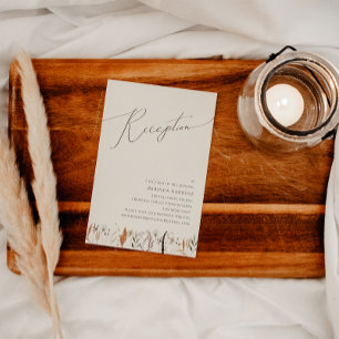 Boho Autumn Wildflower Beige Wedding Reception Enclosure Card