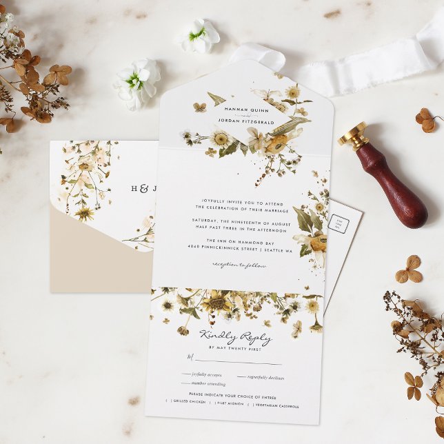 Boho Autumn Wildflower | Botanical Wedding All In One Invitation (Creator Uploaded)