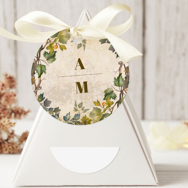 Boho Autumn Wildflower Botanical Wedding  Classic Round Sticker (Creator Uploaded)