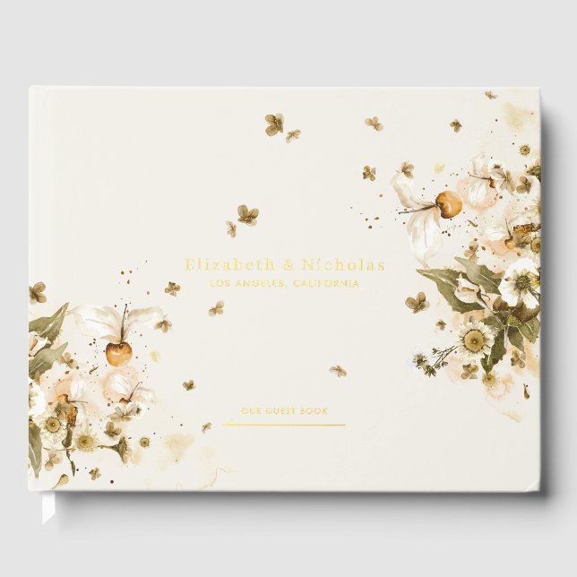 Boho Autumn Wildflower | Botanical Wedding Guest Book (Front)