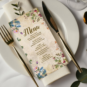 Boho Autumn Wildflower Botanical Wedding Menu