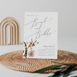 Boho Autumn Wildflower   Brunch and Bubbly Invitation