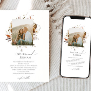 Boho Autumn Wildflower   Photo Frame Wedding Invitation