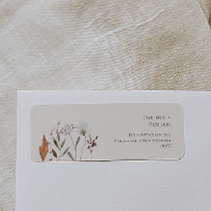 Boho Autumn Wildflower Simple Beige Return Address