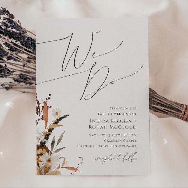 Boho Autumn Wildflower | We Do Wedding Invitation (Creator Uploaded)