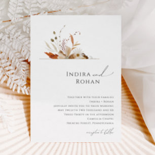 Boho Autumn Wildflower   Wedding Invitation