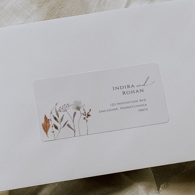 Boho Autumn Wildflower Wedding RSVP Return Address Label (Creator Uploaded)