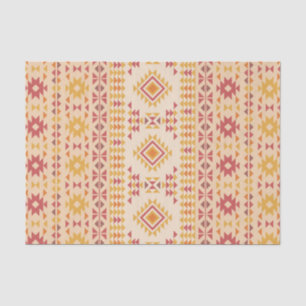 Boho Aztec Tribal Mudcloth in Pink Blush + Orange Tissue Paper