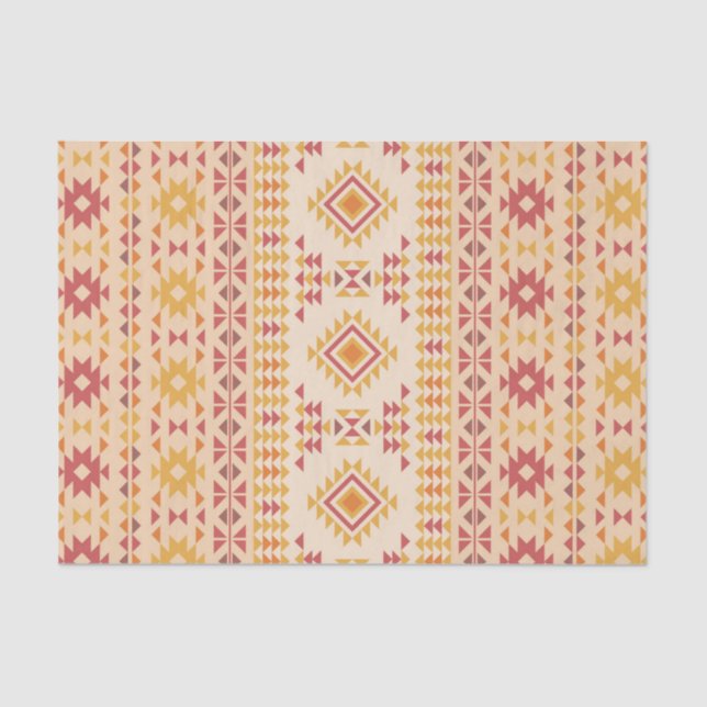 Boho Aztec Tribal Mudcloth in Pink Blush + Orange Tissue Paper (Front)