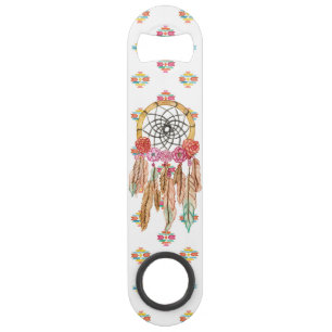 Boho Aztec Watercolor Native American Dreamcatcher Speed Bottle Opener