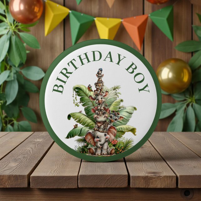 Boho Baby Animal Safari Birthday 2 Inch Round Button (Creator Uploaded)