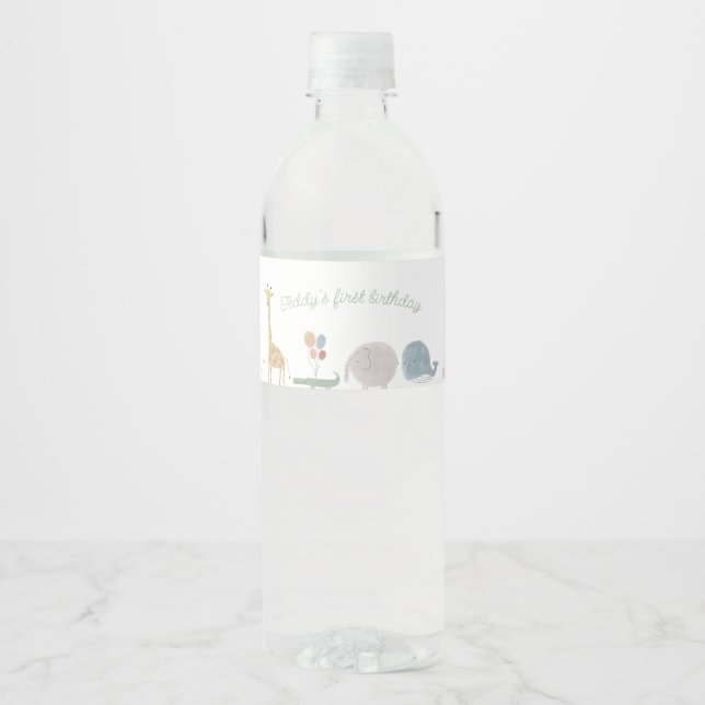 Boho baby animal water bottle label (Front)