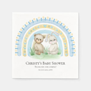 BOHO Baby Bear Rainbow Boy   Baby Shower Napkins