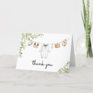 Boho Baby Clothes Baby Shower  Thank You Card