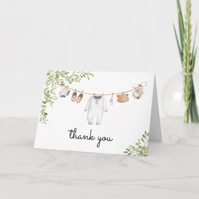 Boho Baby Clothes Baby Shower  Thank You Card (Front)