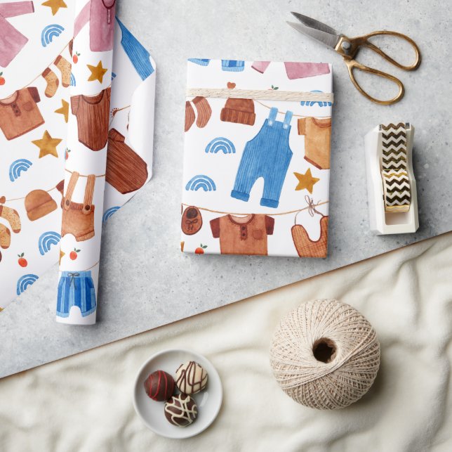 Boho Baby Clothes Baby Shower  Wrapping Paper (Crafts)