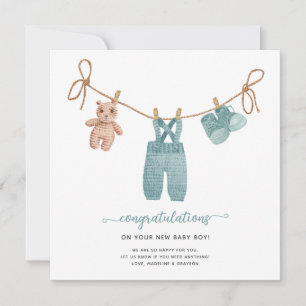 BOHO Baby Clothes Congratulations Card