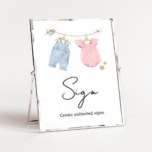 Boho Baby Clothes Gender Reveal Sign