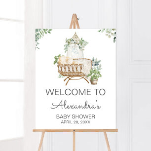 Boho Baby Crib Baby Shower Welcome Poster