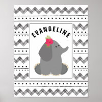 Boho Baby Elephant Floral Black + White Nursery