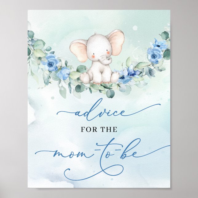 Boho Baby elephant script Advice for the mom-to-be Poster (Front)