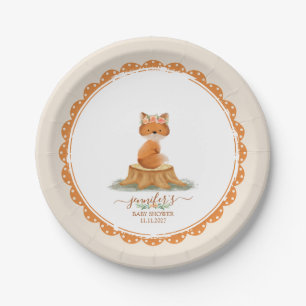 Boho Baby Fox Floral Baby Shower Watercolor Paper Plate