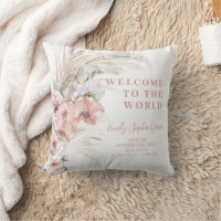 Boho Baby Girl Birth Stats Coussin