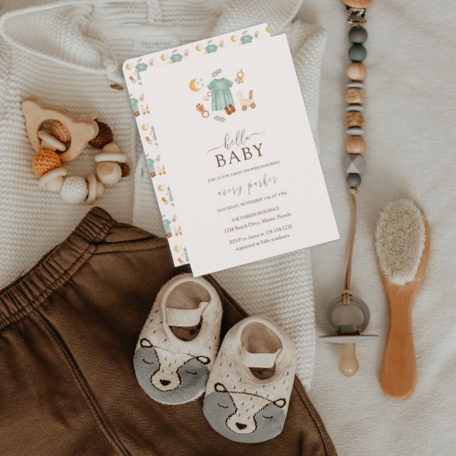 Boho Baby Girl Clothes Baby Shower Invitation (Boho Baby Girl Clothes Baby Shower Invitation)