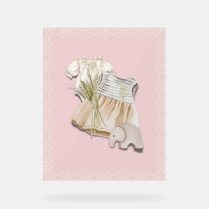 Boho Baby Girl Outfit with Elephant   Pink Nursery Acrylic Sign
