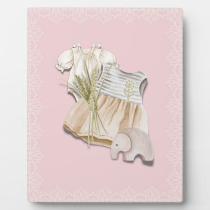 Boho Baby Girl Outfit with Elephant Pink Nursery Plaque