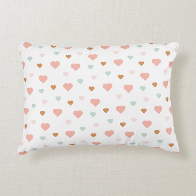 Boho baby girl pastel love hearts accent pillow (Front)