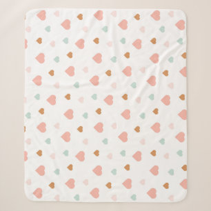 Boho baby girl pastel love hearts sherpa blanket