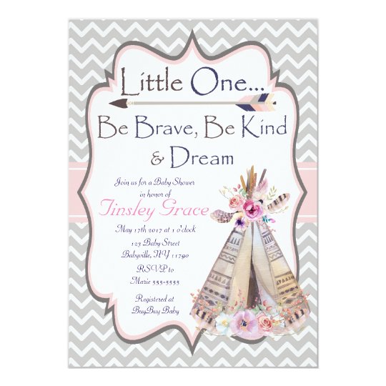 Boho Baby Girl Shower invitation, Tribal Invite