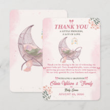 Boho Baby Girl Shower Thank You Card
