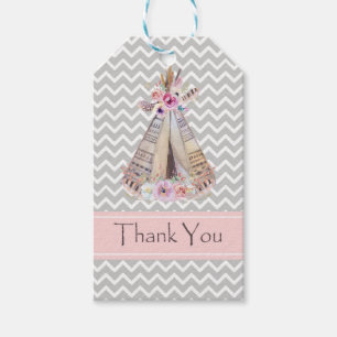 Boho Baby Girl Shower Thank You Tags, Thank You Gift Tags