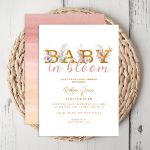 Boho Baby in Bloom Pampas Douche Invitation