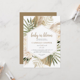 Boho Baby In Bloom Pampas Grass Invitation