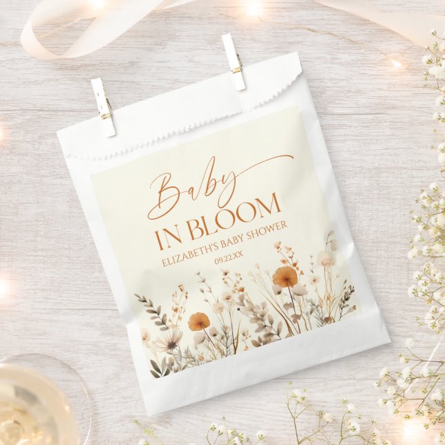 Boho Baby In Bloom Wildflower Baby Shower Favour Bag (Clipped)