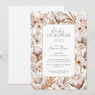 Boho Baby In Bloom Wildflower Baby Shower Invitation