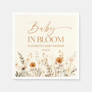 Boho Baby In Bloom Wildflower Baby Shower Napkin