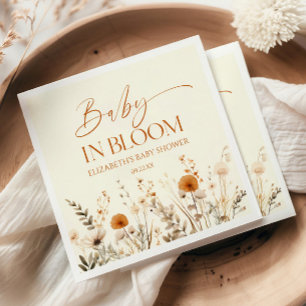 Boho Baby In Bloom Wildflower Baby Shower Napkin