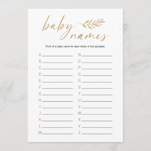 Boho Baby Names Baby Shower Game Program