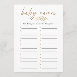 Boho Baby Names Baby Shower Game Program
