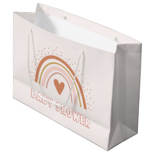 Boho Baby Pink Rainbow Baby Shower Large Gift Bag