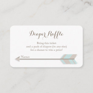 Boho Baby Shower Blue & Grey Diaper Raffle Ticket Enclosure Card
