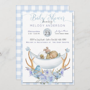 BOHO Baby Shower Boys Hammock Baby Invitation